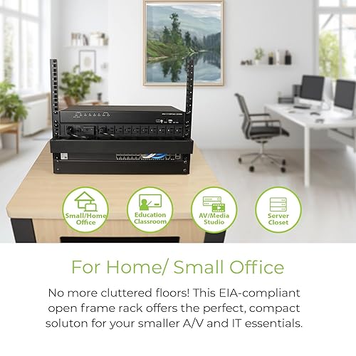 IOGEAR 8U 19" Open Frame Desktop Rack, 110 lb Capacity for AV/Network/Data/IT Equipment, GRDH8U