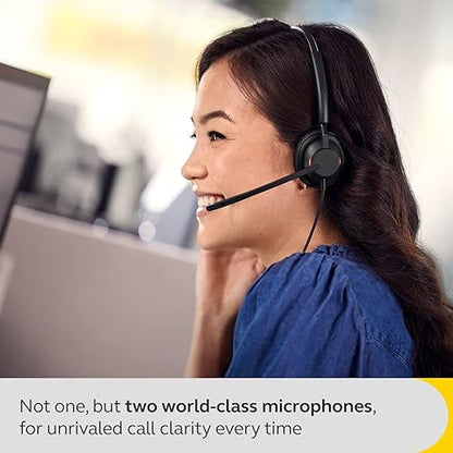 Jabra Engage 40 Wired Stereo Headset - Noise-Cancelling 2-Mic Technology and USB-C Cable, Ultra-Lightweight - Works with All Leading Unified Communications Platforms Such As Zoom, Unify - Black Stereo UC (USB-A)