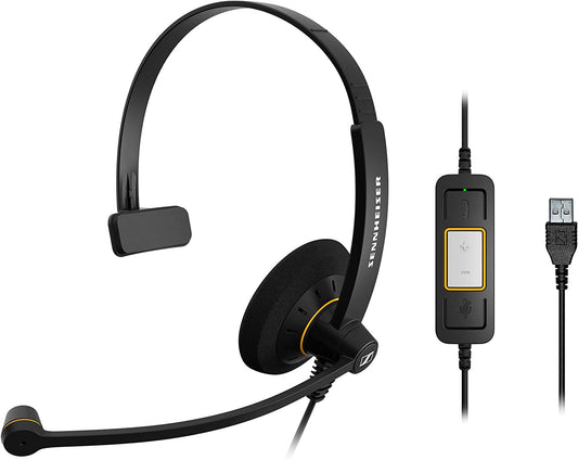 Epos Sennheiser SC 30 USB ML (504546) - Single-Sided Business Headset | For Skype for Business | with HD Sound, Noise-Cancelling Microphone, &amp; USB Connector (Black)