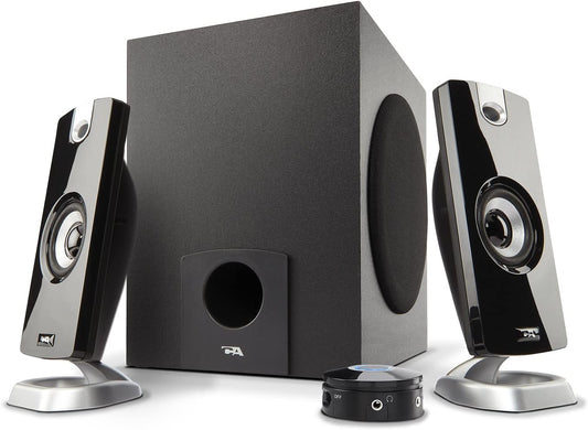 Cyber Acoustics 2.1 Subwoofer Speaker System with 18W of Power – Great for Music, Movies, Gaming, and Multimedia Computer Laptops (CA-3090) Green