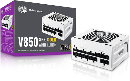 Cooler Master V850 SFX Gold White Edition Full Modular, 850W, 80+ Gold Efficiency, ATX Bracket Included, Quiet FDB Fan, SFX Form Factor, 10 Year Warranty White Edition 850