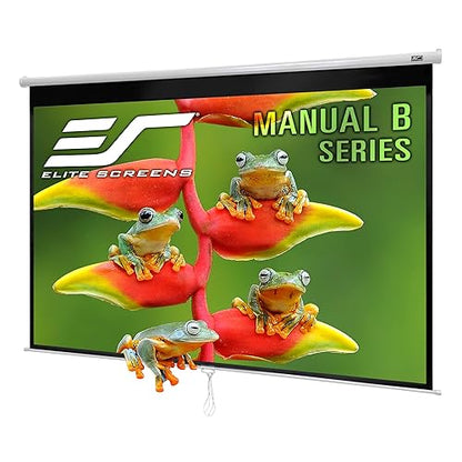 Elitescreens Manual B, 80 Diag. 16:9, Pull Down Manual Projector Screen with AUTO Lock, Movie Home Theater 8K 4K Ultra HD 3D Ready, 2-Year Warranty, M80H 16:9, 80 inch