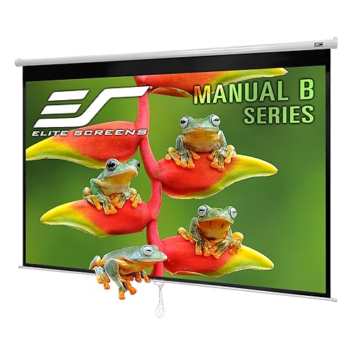 Elitescreens Manual B, 80 Diag. 16:9, Pull Down Manual Projector Screen with AUTO Lock, Movie Home Theater 8K 4K Ultra HD 3D Ready, 2-Year Warranty, M80H 16:9, 80 inch