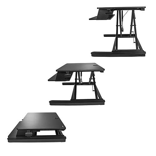 StarTech.com Sit Stand Desk Converter with Keyboard Tray - Large 35” x 21 Surface - Height Adjustable Ergonomic Desktop/Tabletop Standing Workstation - Holds 2 Monitors - Pre-Assembled (ARMSTSLG) Large Surface
