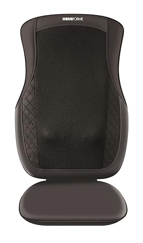 ObusForme Rechargeable Deep Shiatsu Back Massager Cordless with Heat | 3 Massage Zones - Upper, Lower or Full Back | Massage Cushion for Use with Chair