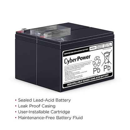 CyberPower RB1270X2F UPS Replacement Battery Cartridge, Maintenance-Free, User Installable, 12V/7Ah