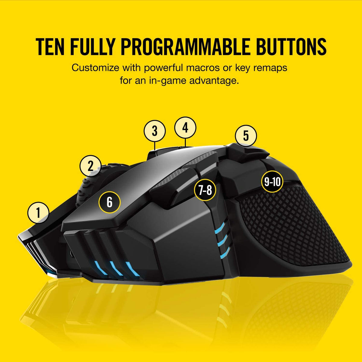 Corsair Ironclaw Wireless RGB - FPS and MOBA Gaming Mouse - 18,000 DPI Optical Sensor - Sub-1 ms SLIPSTREAM Wireless Wireless Mouse