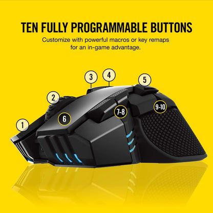 Corsair Ironclaw Wireless RGB - FPS and MOBA Gaming Mouse - 18,000 DPI Optical Sensor - Sub-1 ms SLIPSTREAM Wireless Wireless Mouse