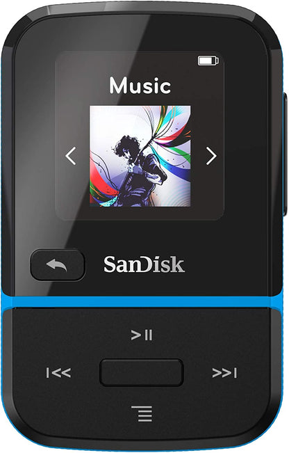 SanDisk 32GB Clip Sport Go MP3 Player, Blue - LED Screen and FM Radio - SDMX30-032G-G46B 32GB Blue