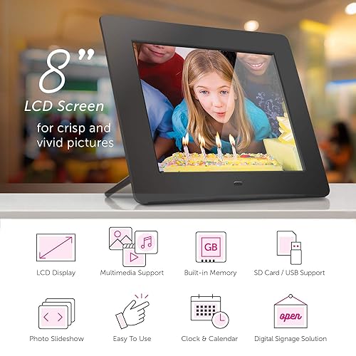 Aluratek ADMPF108F Digital Frame with 512 MB Built-in Memory (Black) 8 (w/ Built-in Memory)