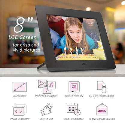 Aluratek ADMPF108F Digital Frame with 512 MB Built-in Memory (Black) 8 (w/ Built-in Memory)