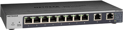 NETGEAR 10-Port Gigabit/10G Ethernet Plus Switch (GS110EMX) - Managed, with 8 x 1G, 2 x 10G/Multi-gig, Desktop, Wall or Rackmount, and Limited Lifetime Protection