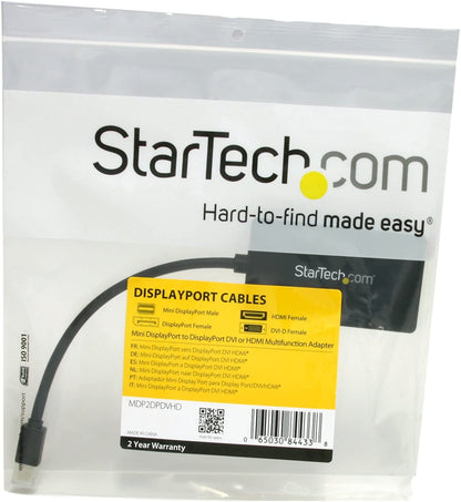 StarTech.com Travel A/V adapter - 3-in-1 Mini DisplayPort to DisplayPort DVI or HDMI converter (MDP2DPDVHD) Mini DisplayPort DisplayPort - DVI - HDMI (Black)