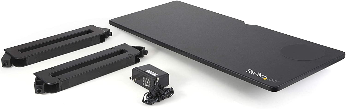 StarTech.com Monitor Riser Stand with Wireless Charging Pad - 15W Qi Charger (Fast Wireless Charge) - Height Adjustable Computer Monitor/Laptop Riser Stand for Desk w/Phone/Tablet Charger (MONSTADQI)