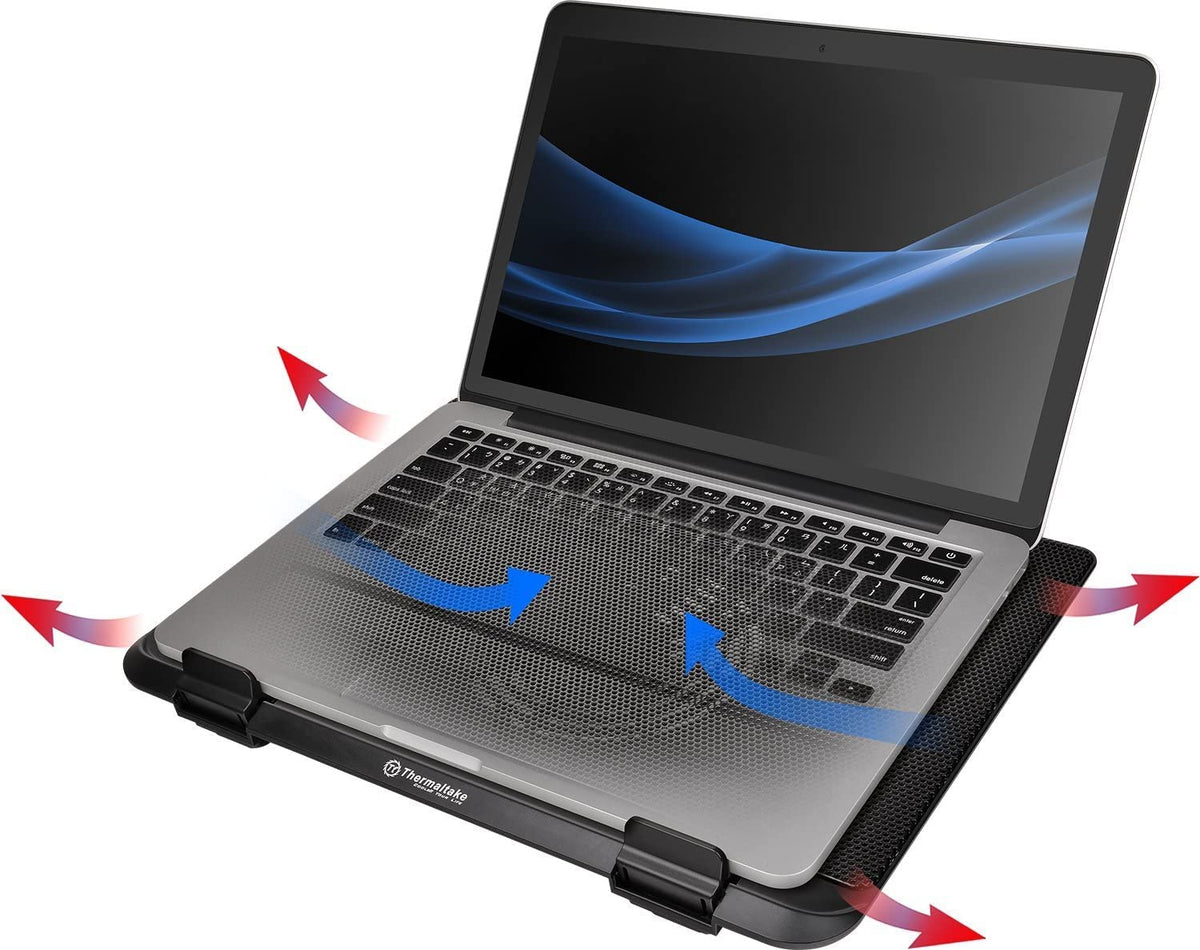 Thermaltake Massive A23 Steel Mesh Panel Single 120mm Fan 10"-16" Laptop Notebook Cooling Pad CL-N013-PL12BL-A, Black 10''~16'' Slim 120mm Fan