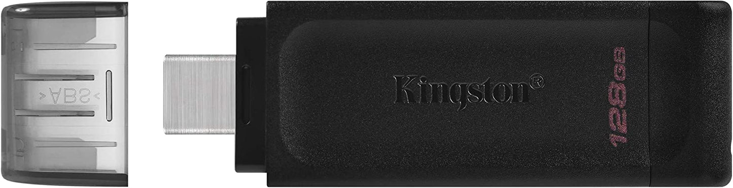 Kingston DataTraveler 70 128GB Portable and Lightweight USB-C flashdrive with USB 3.2 Gen 1 speeds DT70/128GB , Black Black 128GB