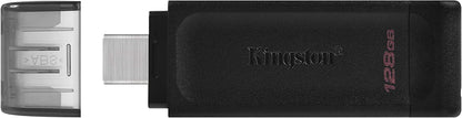 Kingston DataTraveler 70 128GB Portable and Lightweight USB-C flashdrive with USB 3.2 Gen 1 speeds DT70/128GB , Black Black 128GB