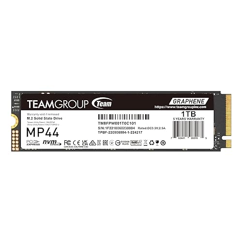 TEAMGROUP MP44 1TB SLC Cache Gen 4x4 M.2 2280 PCIe 4.0 with NVMe Laptop & Desktop & NUC & NAS SSD Solid State Drive (R/W Speed up to 7,400/6,500MB/s) TM8FPW001T0C101 1TB Agile