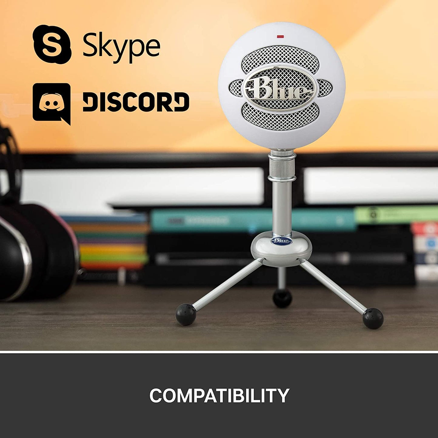 Blue microphones Blue Snowball USB Microphone for Recording, Streaming, Podcasting, Gaming on PC and Mac, Condenser Mic with Cardioid and Omnidirectional Pickup Patterns, and Stylish Retro Design - Textured White