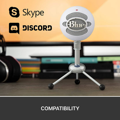 Blue microphones Blue Snowball USB Microphone for Recording, Streaming, Podcasting, Gaming on PC and Mac, Condenser Mic with Cardioid and Omnidirectional Pickup Patterns, and Stylish Retro Design - Textured White
