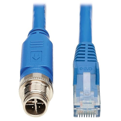 Tripp Lite M12 X-Code to RJ45 Cat6 Ethernet Cable (M/M), 1 Gbps, UTP, UL CMR-LP Certified for 60W PoE, Heavy-Duty IP68 Rating, 16.4 Feet / 5 Meters, (NM12-602-05M-BL) M12 to RJ45 16.4 ft / 5M