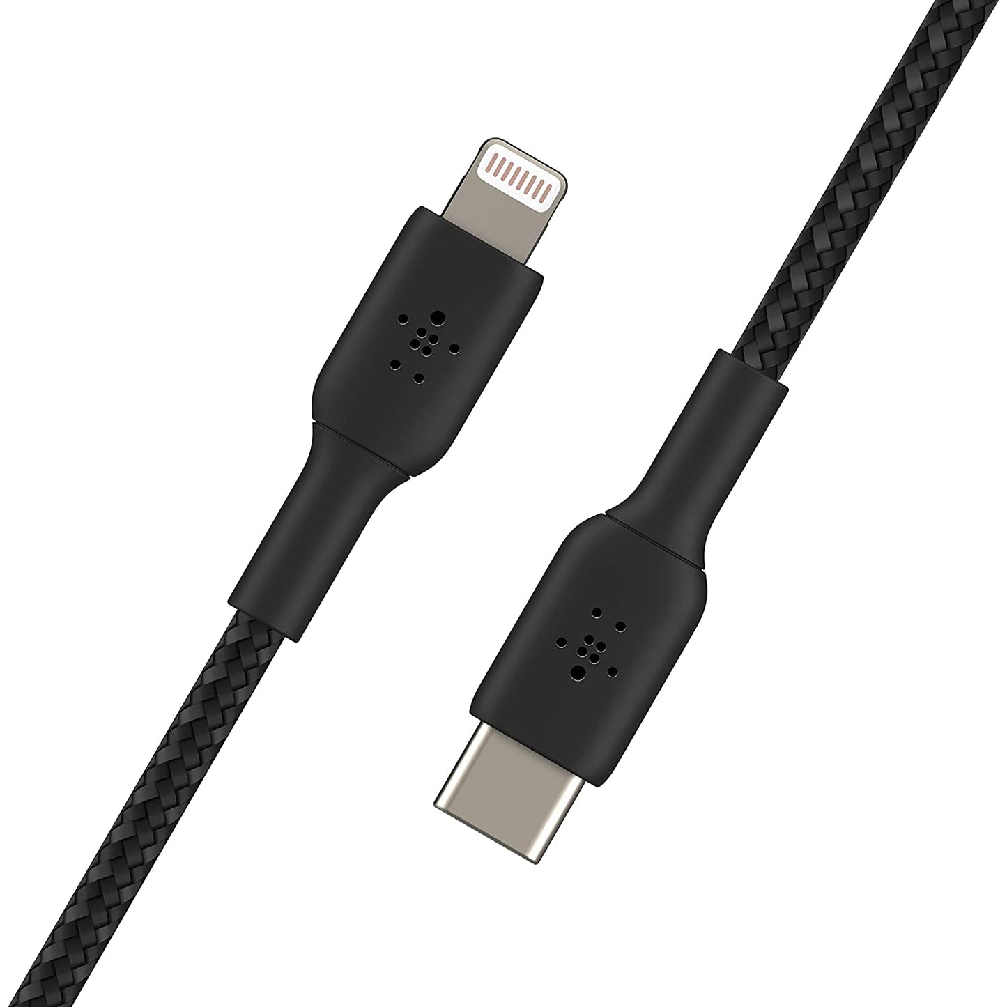Belkin Braided Lightning Cable 6.5ft/2m, Black (CAA002bt2MBK) &amp; Braided USB C to Lightning Cable MFi Certified iPhone Fast Charger Type C 6.6FT/2M (Black) Black 6.6 FT Braided Cable + USB C Lightning Cable