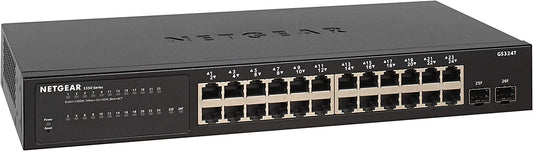 NETGEAR 26-Port Gigabit Ethernet Smart Switch (GS324T) - 24 x 1G, Managed, with 2 x 1G SFP, Desktop or Rackmount, S350 Series 26 port | 2xSFP