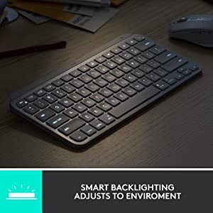 Logitech MX Keys Mini Wireless Illuminated Keyboard for Business, Compact, Logi Bolt Technology, Backlit, Rechargeable, Globally Certified, Windows/Mac/Chrome/Linux - Pale Gray