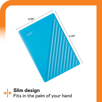 Western digital WD 1TB My Passport Portable External Hard Drive HDD, USB 3.0, USB 2.0 Compatible, Blue - WDBYVG0010BBL-WESN Blue 1TB PC Hard Drive