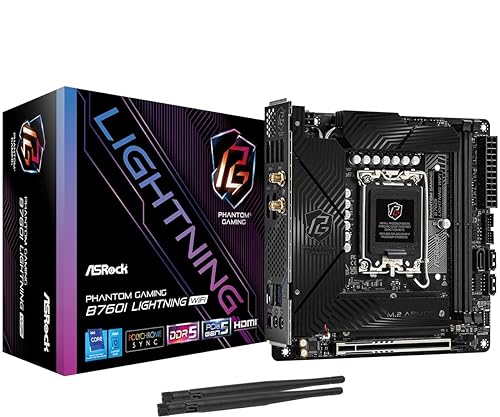 ASRock Phantom Gaming B760I Lightning WiFi 8600 DDR5 96GB SATA3 6.0 Gb/s Mini-ITX LGA1700 Motherboard
