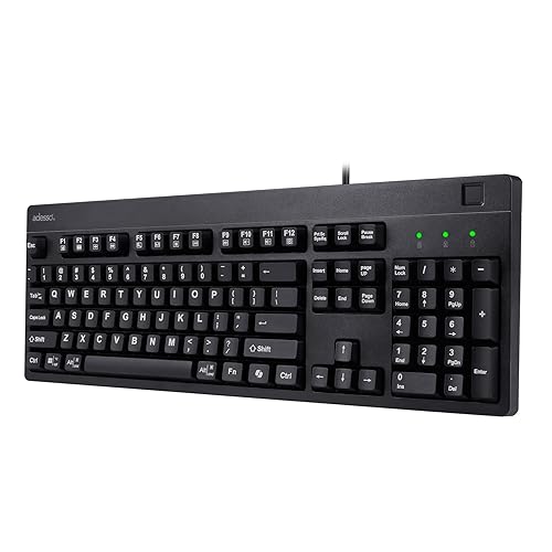 Adesso TAA Compliant Fingerprint Keyboard with AES 256 Encryption USB Wired Full Size 104 Key Layout Windows Hello Compatible Made in Taiwan for Government Business Education AKB-630FB-TAA