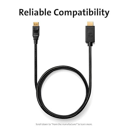Kensington DisplayPort 1.2 (M) to HDMI (M) Passive Unidirectional Cable, 6ft