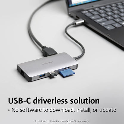 Kensington UH1400P USB-C 8-in-1 Driverless Mobile Hub with 85W Power Charging for USB-C Laptops (K33820WW) 8-in-1 w/passthru power