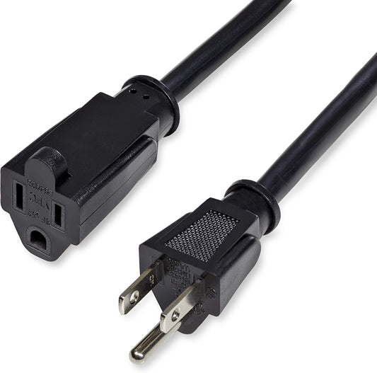 StarTech.com 1ft (0.3m) Short Extension Cord, NEMA 5-15R to NEMA 5-15P Black Extension Cord, 13A 125V, 16AWG, Outlet Extension Power Cable, NEMA 5-15R to NEMA 5-15P AC Power Cord - UL Listed (PAC101) 1 ft/0.3 m