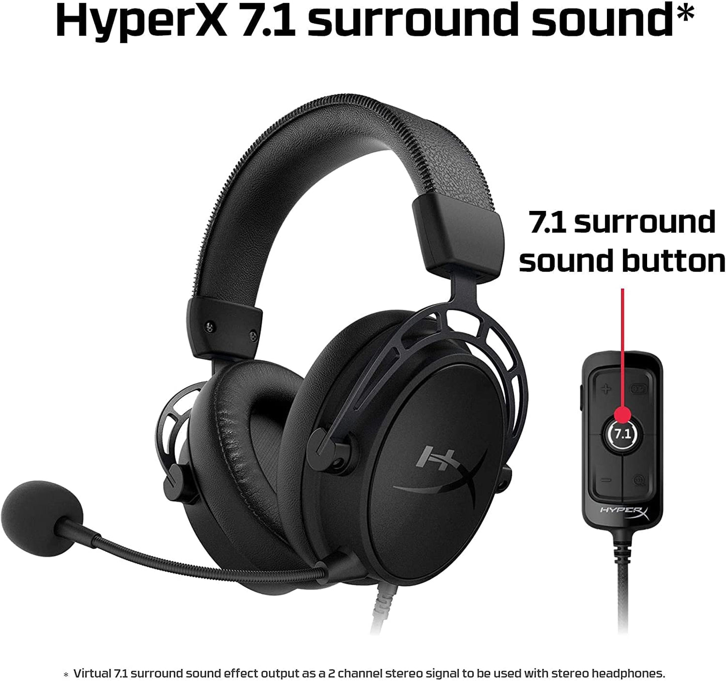 HyperX Cloud Alpha S - PC Gaming Headset, 7.1 Surround Sound, Adjustable Bass, Dual Chamber Drivers, Chat Mixer, Breathable Leatherette, Memory Foam, and Noise Cancelling Microphone – Blackout Black Wired Cloud Alpha S Headset