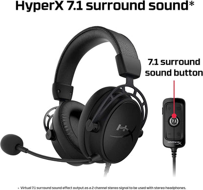HyperX Cloud Alpha S - PC Gaming Headset, 7.1 Surround Sound, Adjustable Bass, Dual Chamber Drivers, Chat Mixer, Breathable Leatherette, Memory Foam, and Noise Cancelling Microphone – Blackout Black Wired Cloud Alpha S Headset