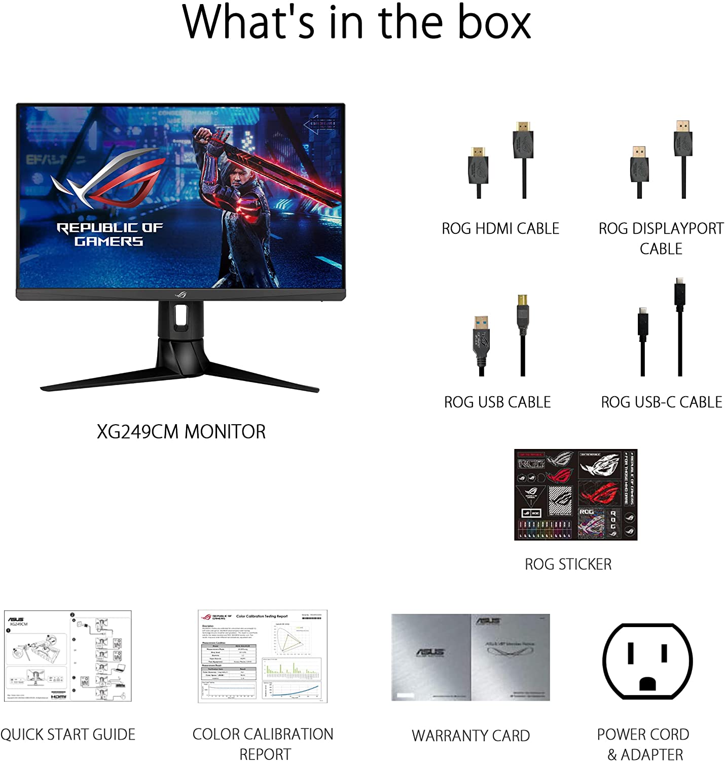 ASUS ROG Strix 23.8” 1080P HDR Gaming Monitor (XG249CM) - Full HD, IPS, 270Hz, 1ms, Extreme Low Motion Blur Sync, FreeSync Premium, 105% sRGB, Eye Care, USB-C, DisplayPort, HDMI, Height Adjustable