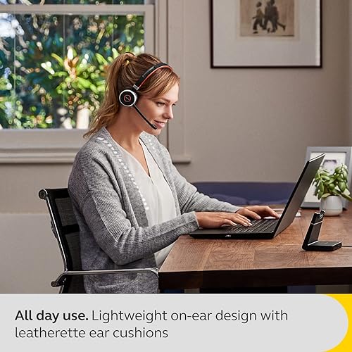 Jabra Evolve 65 SE Link380a UC Mono Stand- Bluetooth Headset with Noise-Cancelling Microphone, Long-Lasting Battery and Dual Connectivity - Works with All Other Platforms - Black UC Mono with Stand