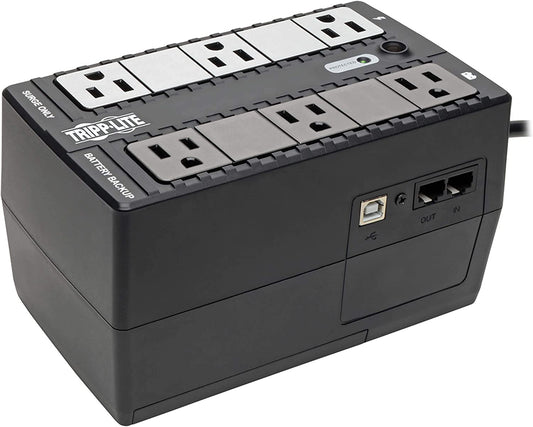 Tripp Lite INTERNET350U 350VA 180W UPS Desktop Battery Back Up Compact 120V USB RJ11 PC, 6 Outlets, Black 350 VA Battery Back Up