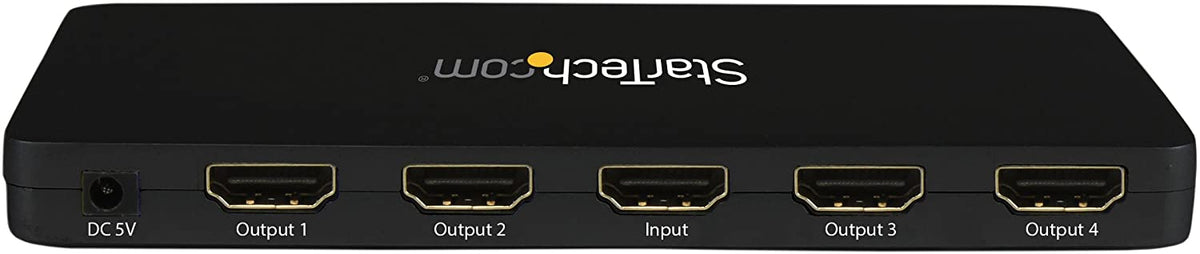StarTech.com 4K HDMI Splitter - 4k 30Hz - 4 Port - Aluminum - Backward Compatible - HDMI Multi Port - HDMI Hub (ST124HD4K),Black