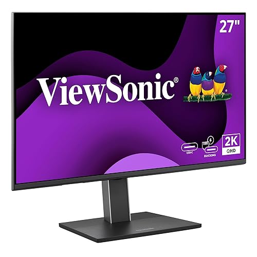 ViewSonic VG2758-2K 27 Inch 1440p IPS Docking Monitor with Advanced Ergonomics, 100W USB C, 5-Port USB Hub, HDMI, DisplayPort, and Daisy Chain for Home and Office