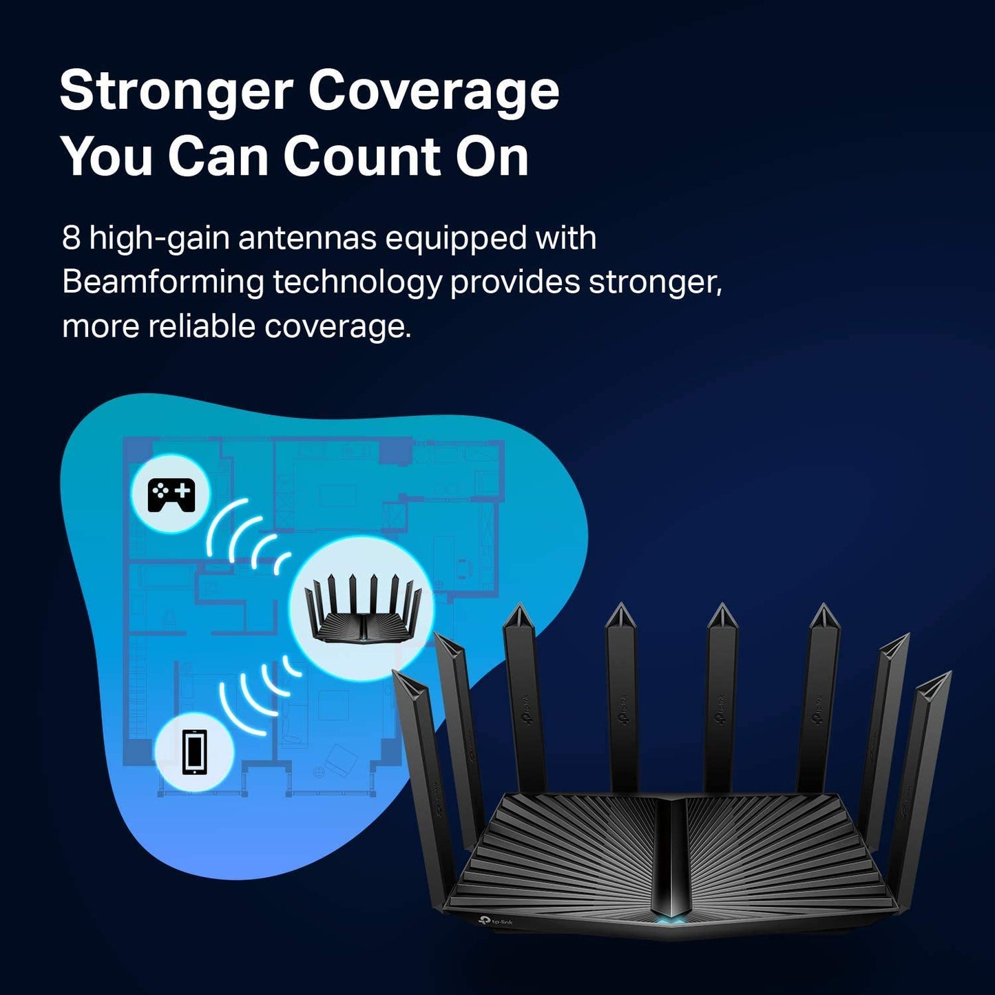 TP-Link AX6600 Tri-Band WiFi 6 Router (Archer AX90), 8-Stream Gigabit Router, VPN Router, MU-MIMO, 2.5G WAN Port, 1.5GHz Quad-Core CPU AX6600, Tri-Band