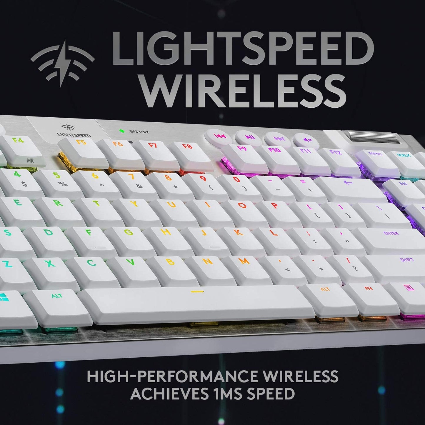 Logitech G915 TKL White Tactile Tenkeyless LIGHTSPEED Wireless RGB Mechanical Gaming Keyboard, Low Profile Switch Options, LIGHTSYNC RGB, Advanced Wireless and Bluetooth Support TKL G915 TKL Tactile White Wireless