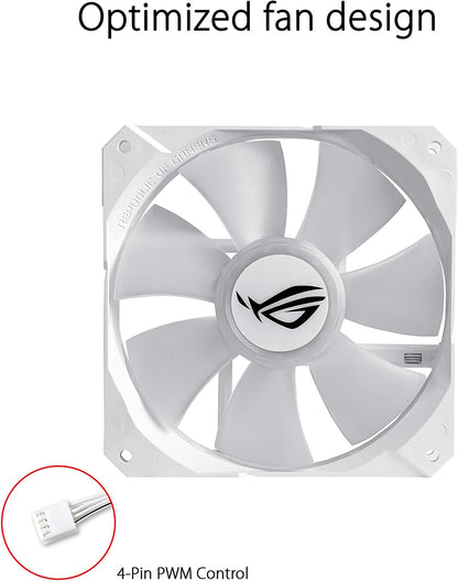 ASUS ROG Strix LC 240 RGB White Edition All-in-one Liquid CPU Cooler with Aura Sync RGB, and Dual ROG 120mm addressable RGB Radiator Fans STRIX LC RGB White Edition 240mm