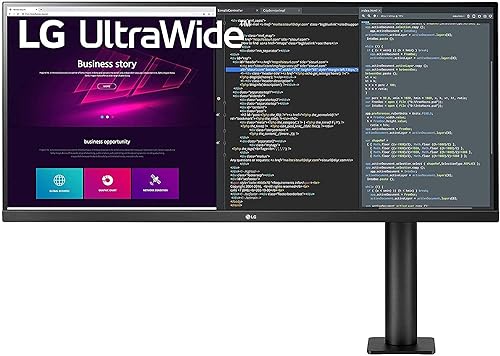 LG 34WN780-B UltraWide Monitor 34 21:9 QHD (3440 x 1440) IPS Display, HDR10, AMD FreeSync, 3-Side Virtually Borderless Design, Ergo Stand - Black 34; UWQHD; 21:9