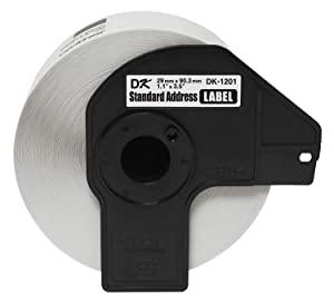 Brother DK-1201 Die-Cut Standard Address Labels – Long Lasting Reliability, Die-Cut Standard Address Paper Labels, 1.14” x 3.5” Individual Label Size, 4800 Labels / 12 Rolls
