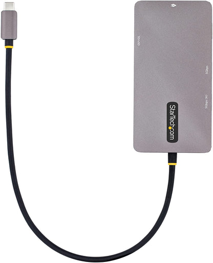 StarTech.com USB C Multiport Adapter, Dual HDMI Video, 4K 60Hz, 2Pt 5Gbps USB-A 3.1 Hub, 100W Power Delivery, GbE, SD/MicroSD, 12"/30cm Cable, Travel Dock, Laptop Docking Station (120B-USBC-MULTIPORT)