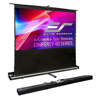 Elite Screens ezCinema Tab-Tension CineGrey 4D, 113 16:9, Manual Floor Pull Up Ceiling Ambient Light Rejecting, Portable Home Theater Office Classroom Projection Screen with Carrying Bag, FT113UH-C5D