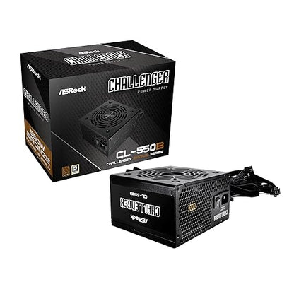 ASRock Chanllenger Power Supply 550W ATX 2.52 120mm Golf Blade Fan 5 Years Warranty Taiwanese Capacitor CL-550B 80 Plus Bronze Certified Non-Modular Bronze Chanllenger 550W