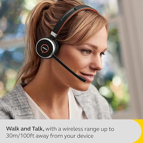 Jabra Evolve 65 SE Link380a UC Mono Stand- Bluetooth Headset with Noise-Cancelling Microphone, Long-Lasting Battery and Dual Connectivity - Works with All Other Platforms - Black UC Mono with Stand